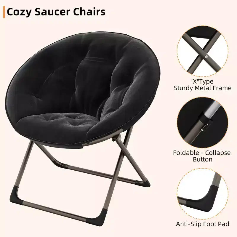 Large Comfortable Flower Chair for Adults, Cotton Cushioned Armchair with Metal Frame for Bedroom, Game Room & Small Spaces