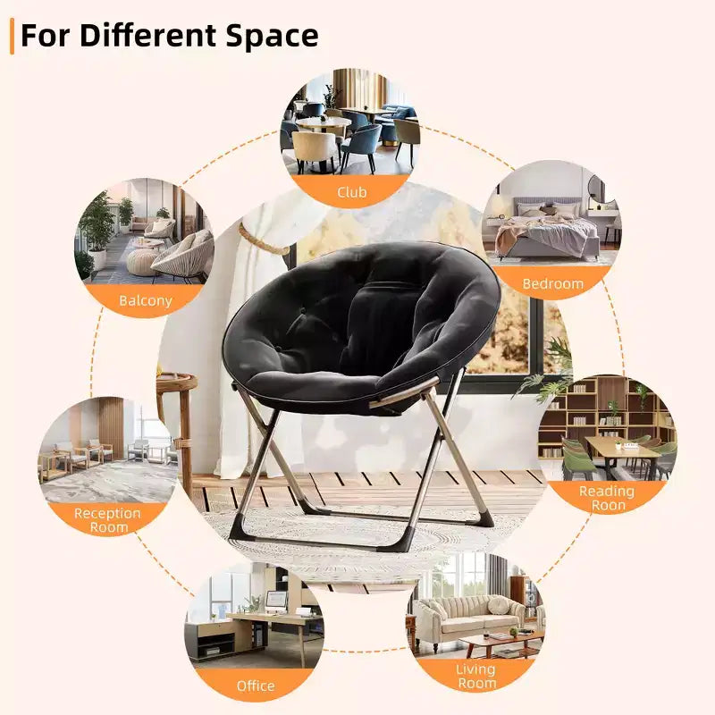 Large Comfortable Flower Chair for Adults, Cotton Cushioned Armchair with Metal Frame for Bedroom, Game Room & Small Spaces