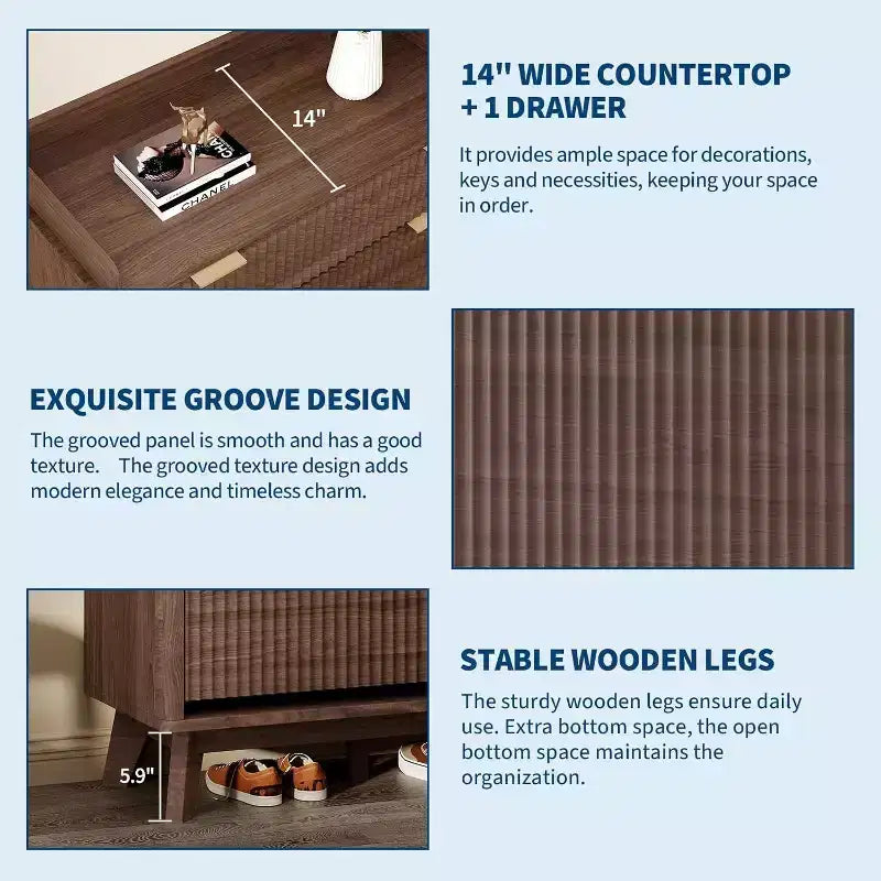 Modern recessed cabinet, suitable for entryways, 48-inch tall narrow rack with storage drawers, 2 flip-top drawers and adjustable shelves.