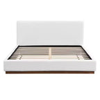 Letto a Piattaforma Moderno Minimalista in Legno Rivestito in Bouclé