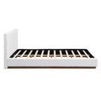 Letto a Piattaforma Moderno Minimalista in Legno Rivestito in Bouclé