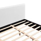 Letto a Piattaforma Moderno Minimalista in Legno Rivestito in Bouclé