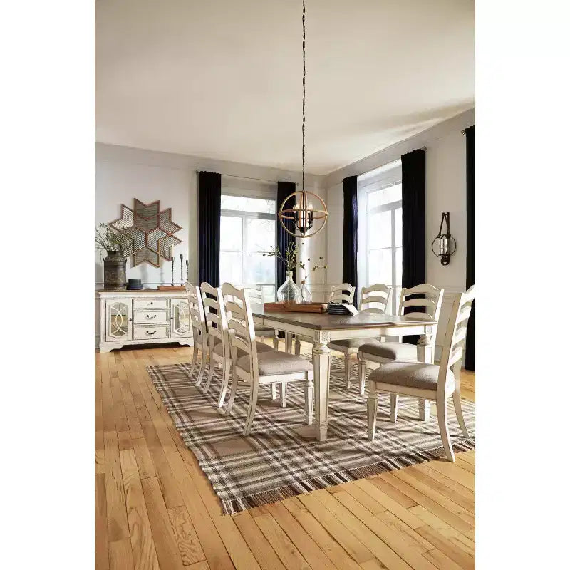 Rectangular Extendable Dining Table Chipped White: Seats 8, French Country Style