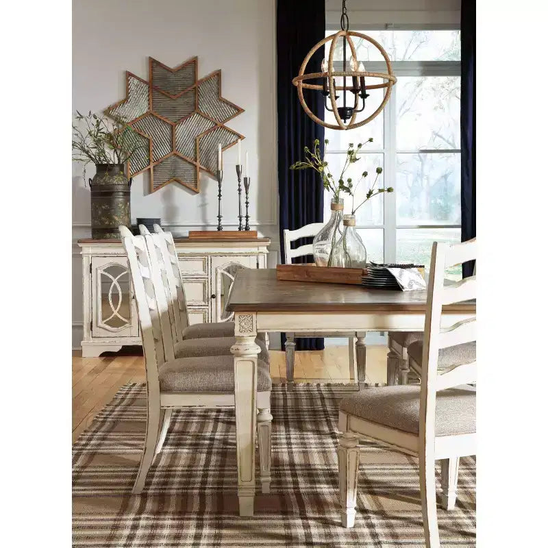 Rectangular Extendable Dining Table Chipped White: Seats 8, French Country Style