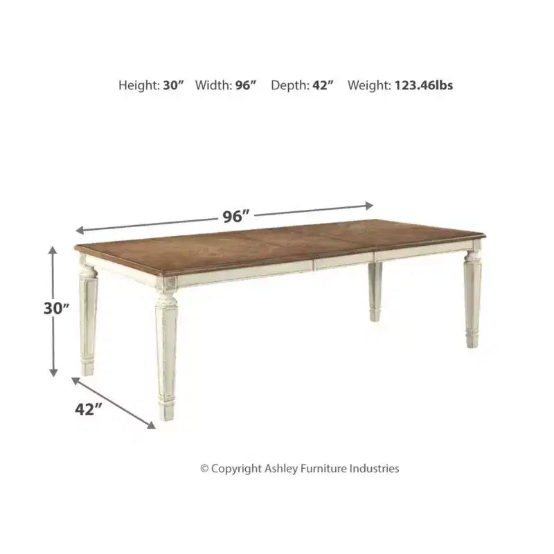 Rectangular Extendable Dining Table Chipped White: Seats 8, French Country Style