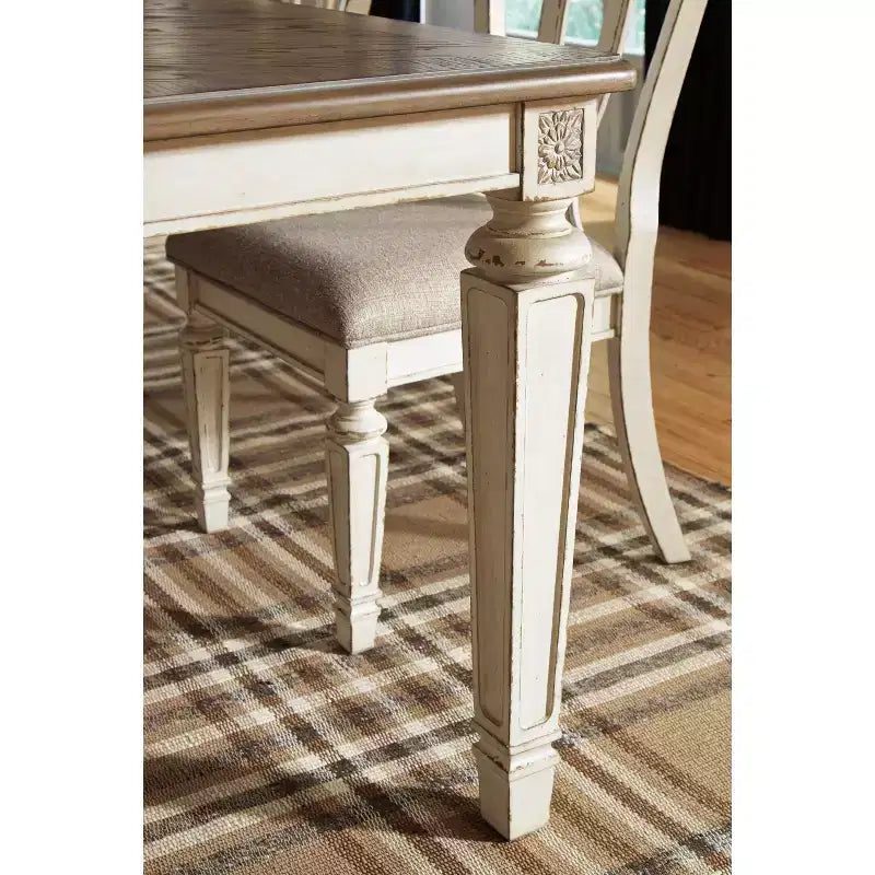 Rectangular Extendable Dining Table Chipped White: Seats 8, French Country Style