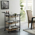 3 Tier Metal Serving Cart Beige/Black: Industrial Style Tea & Coffee Cart with Wheels