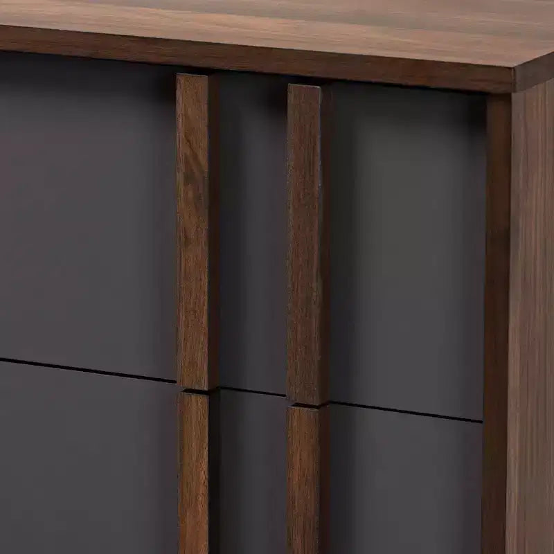 5-Drawer Wooden Bedroom Chest – Grey/Walnut