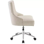 Sedia da ufficio in tessuto imbottita beige: senza braccioli, altezza regolabile, schienale imbottito