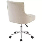 Sedia da ufficio in tessuto imbottita beige: senza braccioli, altezza regolabile, schienale imbottito