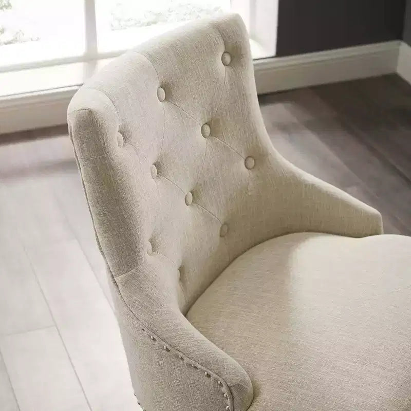 Sedia da Ufficio Imbottita in Tessuto Beige - : Senza braccioli, Altezza regolabile, Schienale imbottito