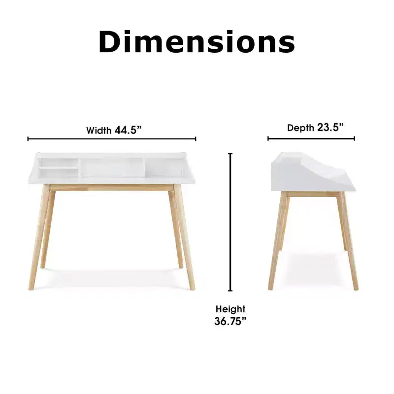 Desk White - : Mid-Century Modern, Open Storage, Legs