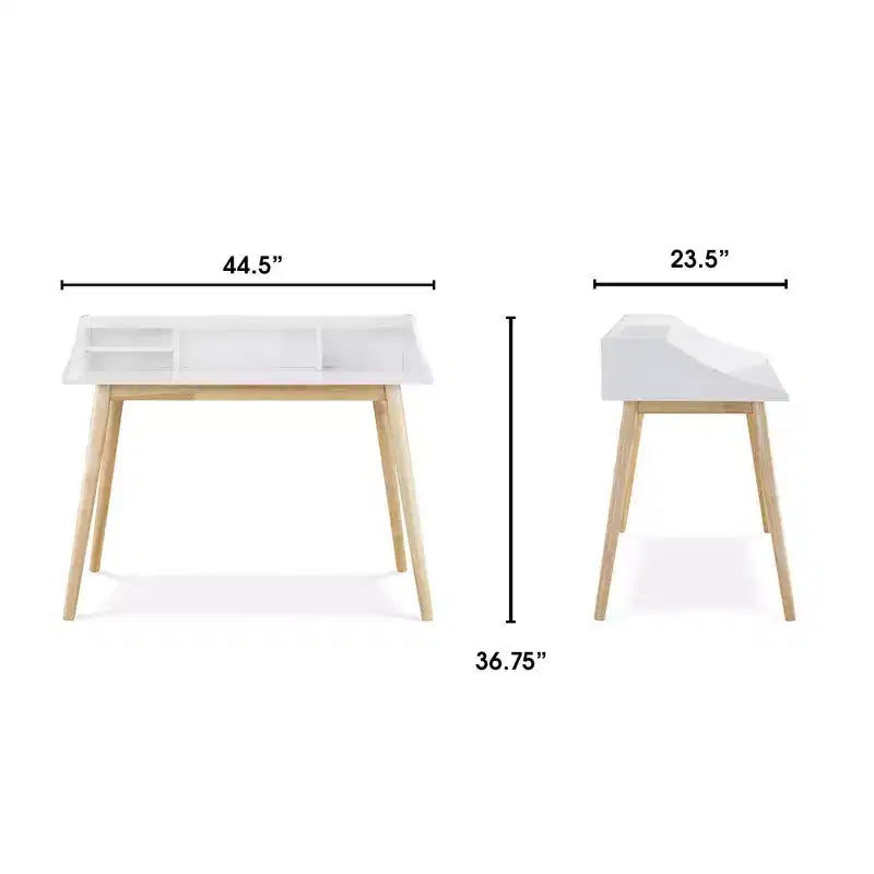 Desk White - : Mid-Century Modern, Open Storage, Legs