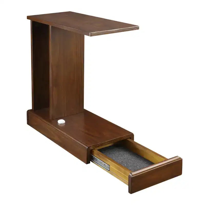 C Table with Concealed Drawer: Secure Storage, Side Shelf