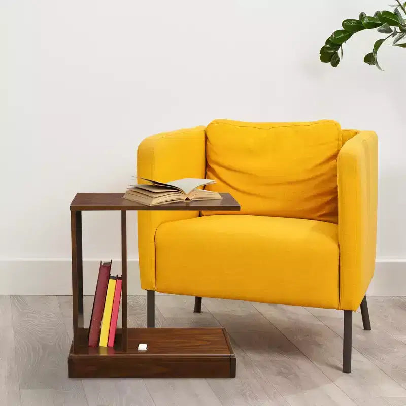C Table with Concealed Drawer: Secure Storage, Side Shelf