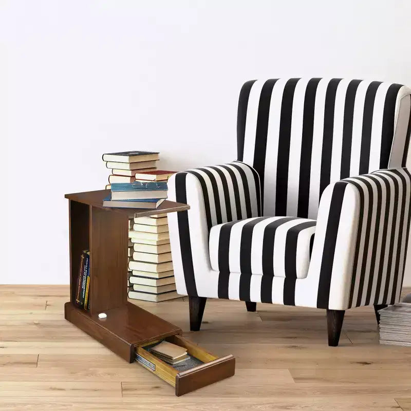 C Table with Concealed Drawer: Secure Storage, Side Shelf