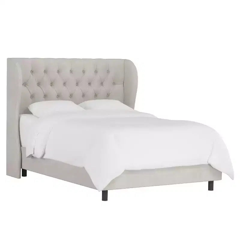 Velvet Upholstered Wingback Bed