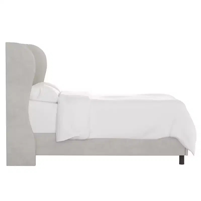 Velvet Upholstered Wingback Bed