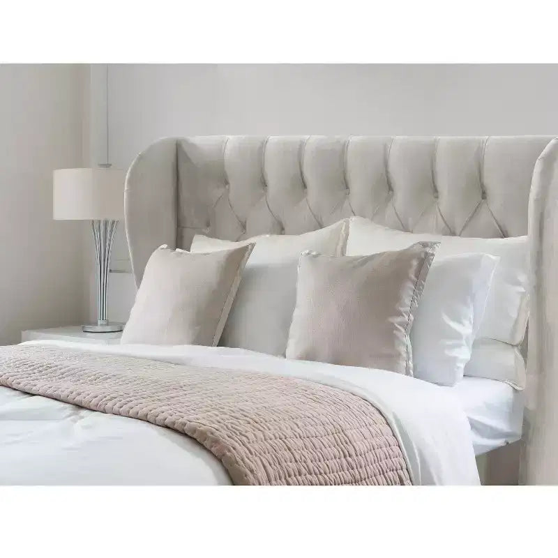 Velvet Upholstered Wingback Bed