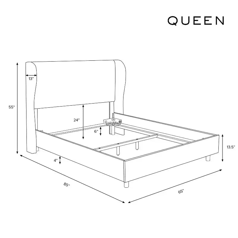 Velvet Upholstered Wingback Bed