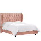 Velvet Upholstered Wingback Bed