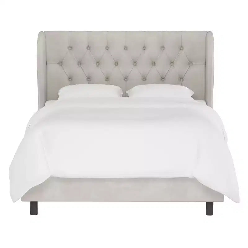 Velvet Upholstered Wingback Bed
