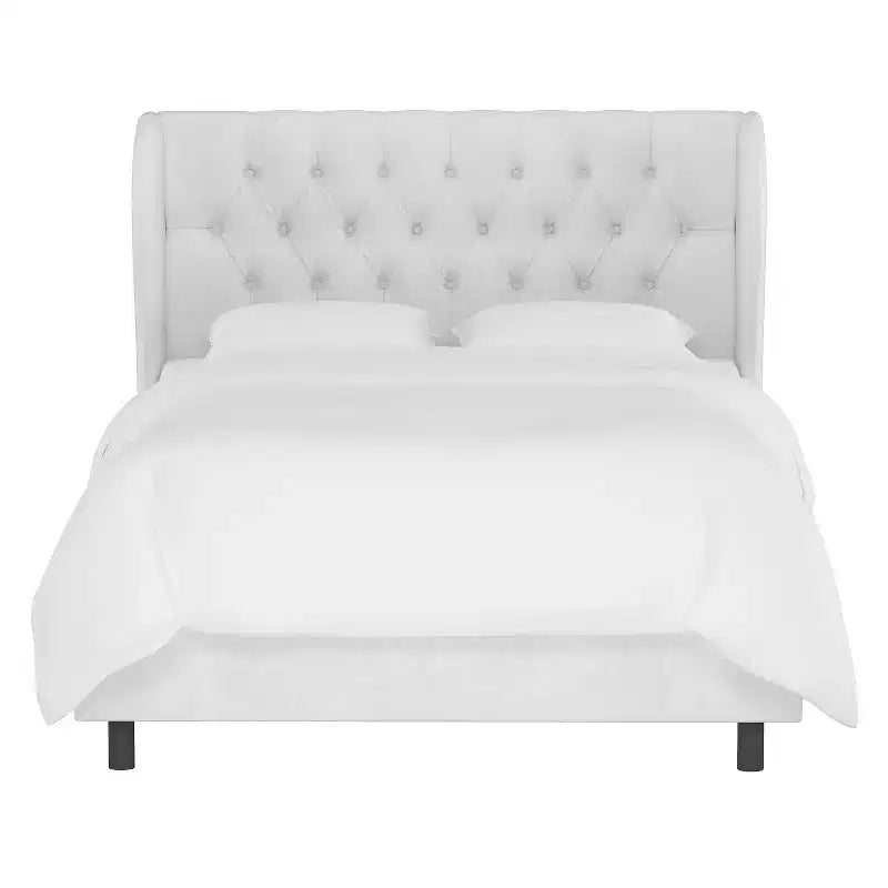 Velvet Upholstered Wingback Bed
