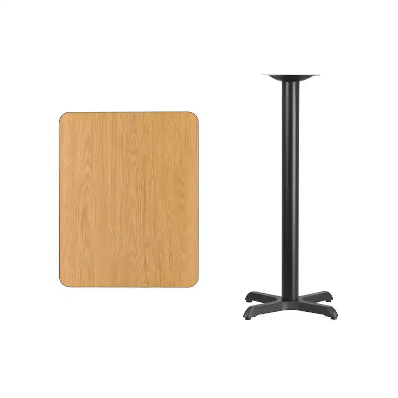 24'' x 30'' Rectangular Laminate Table Top with 22'' x 22'' Bar Height Table Base