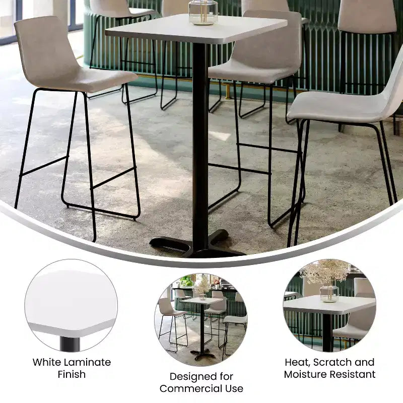 24'' x 30'' Rectangular Laminate Table Top with 22'' x 22'' Bar Height Table Base