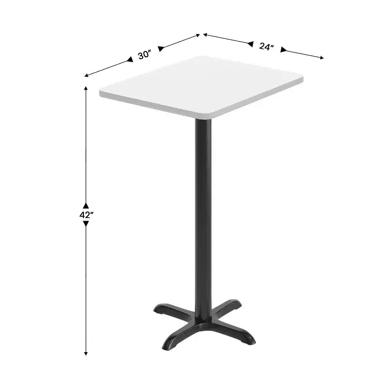 24'' x 30'' Rectangular Laminate Table Top with 22'' x 22'' Bar Height Table Base
