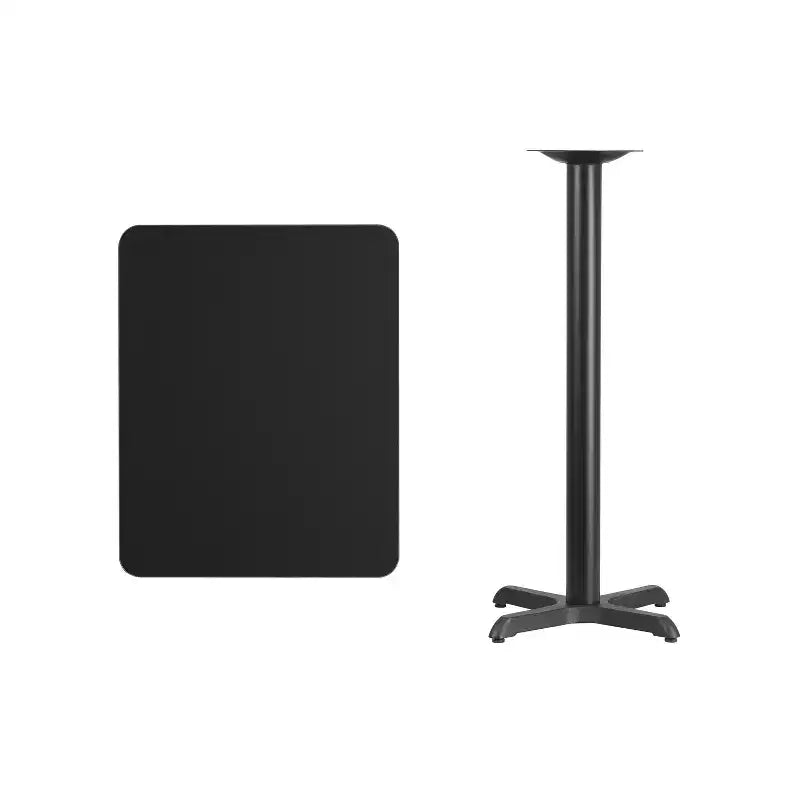 24'' x 30'' Rectangular Laminate Table Top with 22'' x 22'' Bar Height Table Base