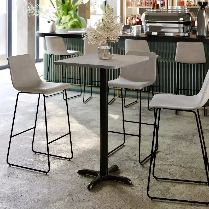 24'' x 30'' Rectangular Laminate Table Top with 22'' x 22'' Bar Height Table Base