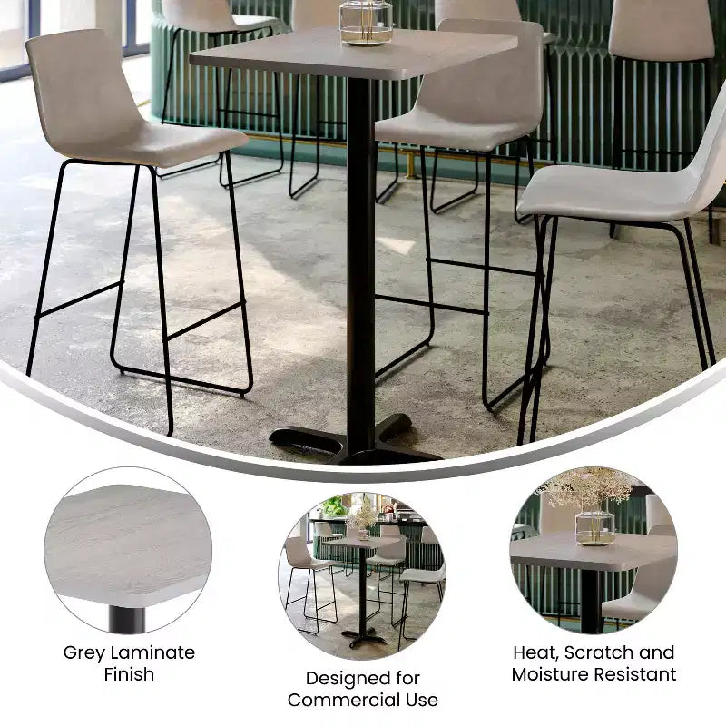 24'' x 30'' Rectangular Laminate Table Top with 22'' x 22'' Bar Height Table Base