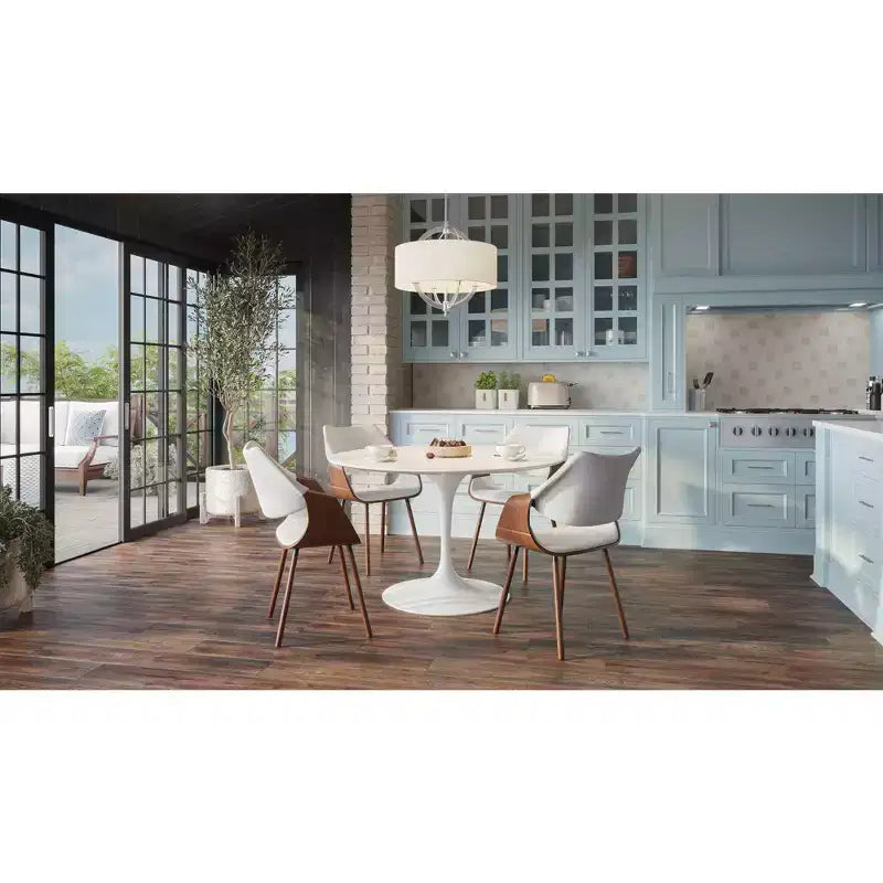 Gray Fabric and Beech Wood Dining Chair