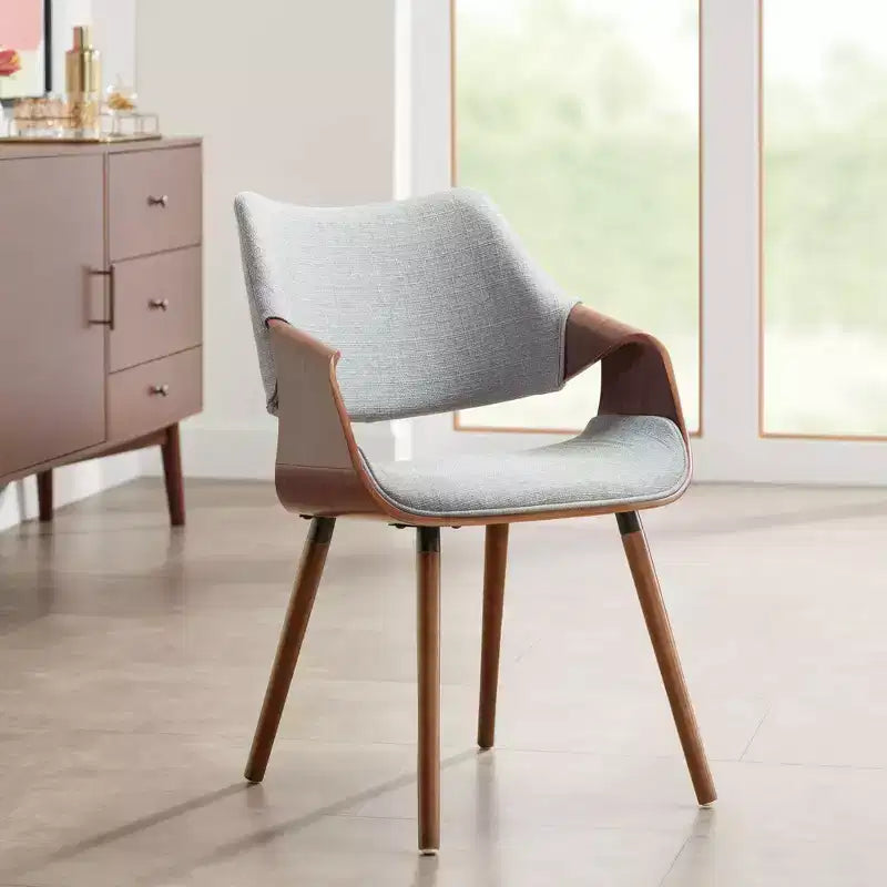 Gray Fabric and Beech Wood Dining Chair